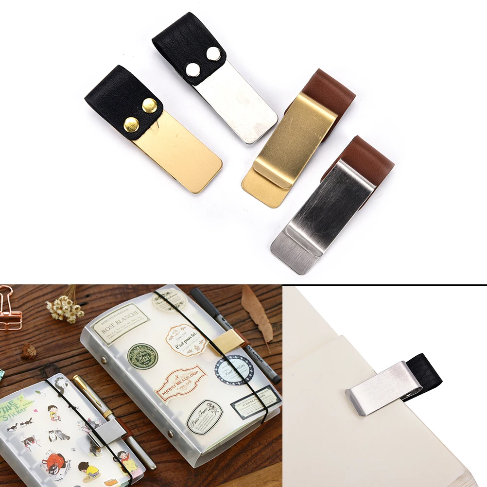 Metal Leather Pen Holder Brass And Stainless Steel Pencil Clip For Genuine Leather Notebook Journal Diary