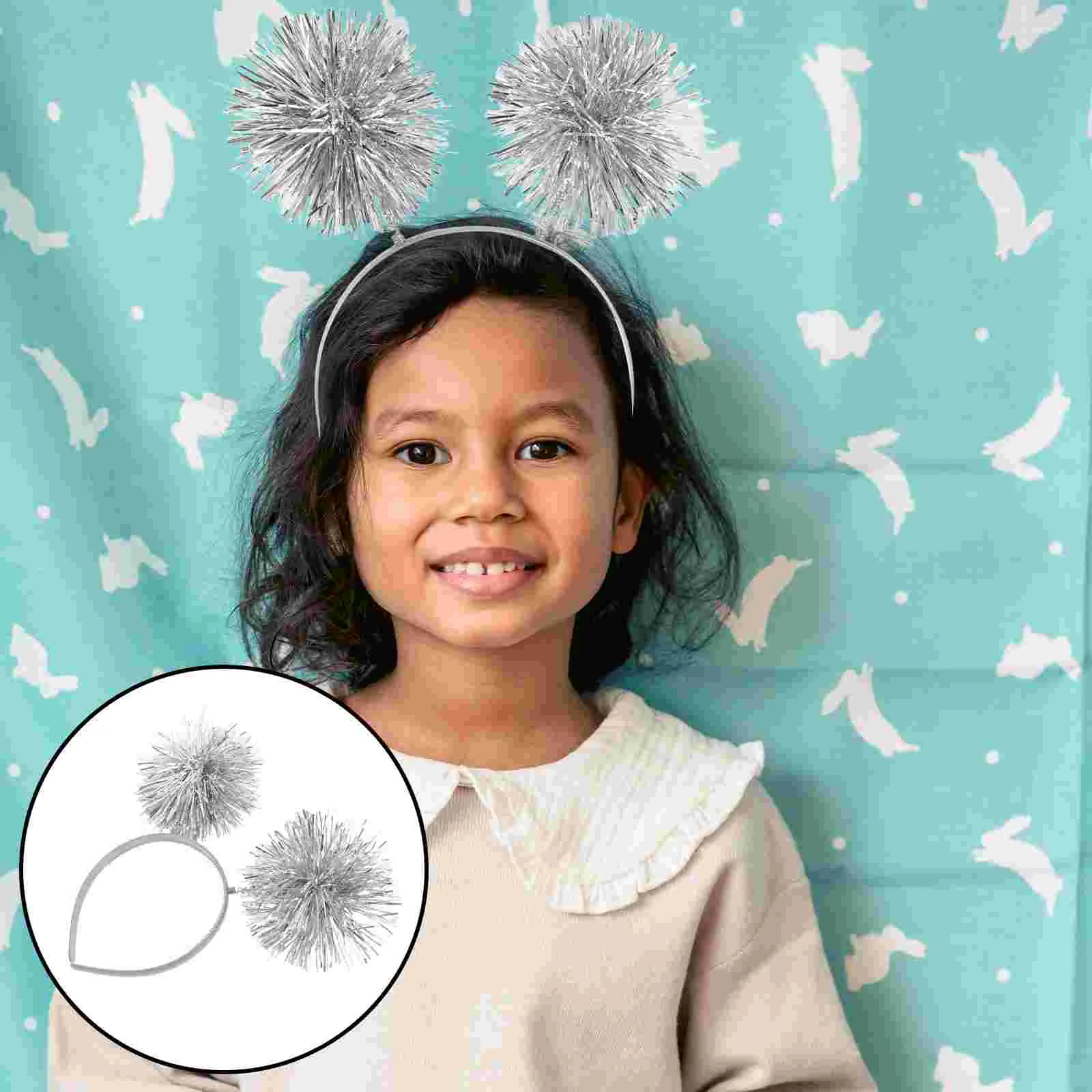 Haarschmuck Pompom Stirnband Halloween Bopper Silber Wacky Kopfbedeckung Handband Kind