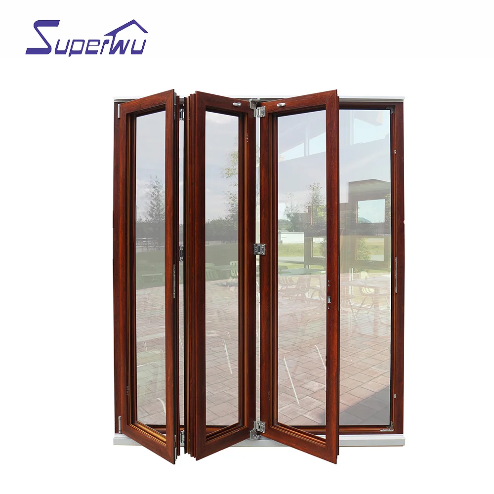 AS2047 Australian Standard  Aluminum  Heavy Duty Exterior Door Double Glazing Glass Aluminum Bi-folding Door