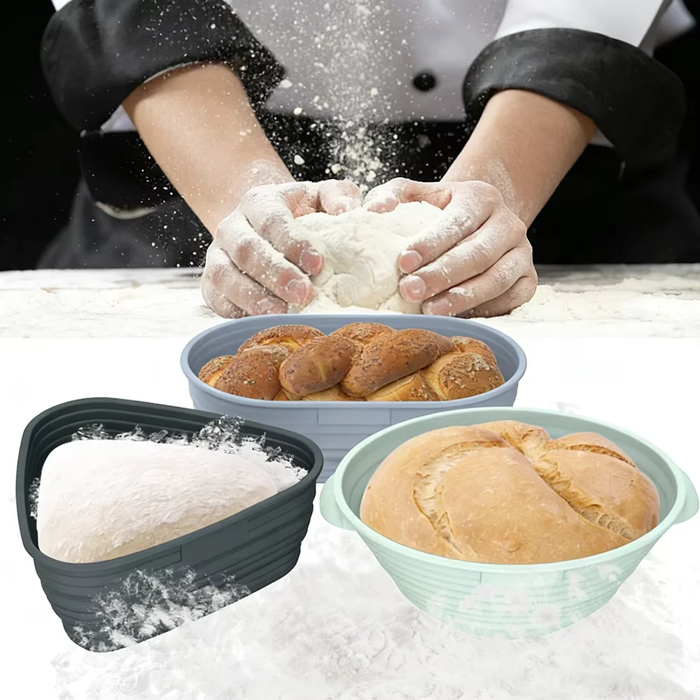 Premium Silicone Banneton Bread Proofing Baskets Collapsible Non‑Stick Dough Bowls Perfect for Artisan Sourdough Baking