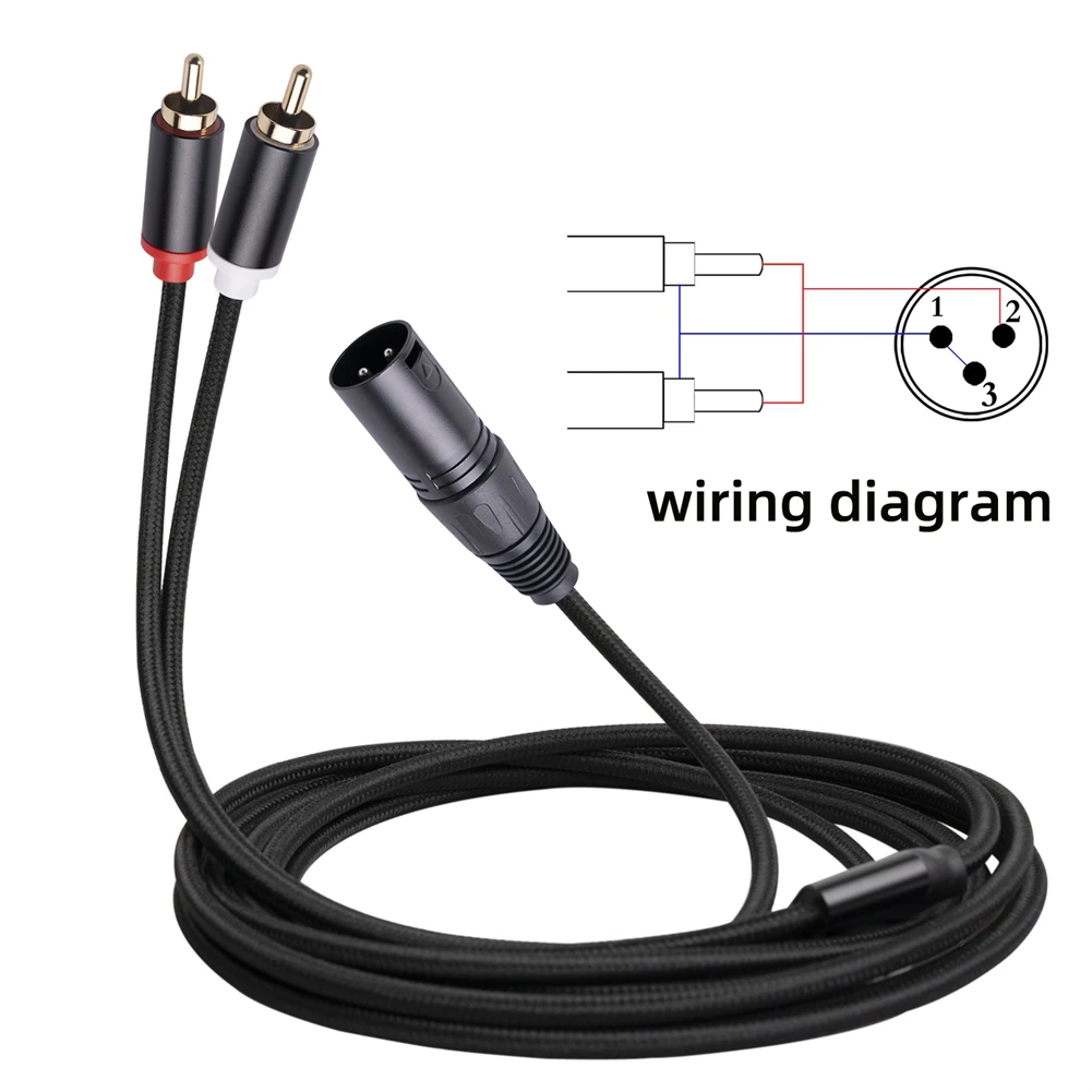 3-Pin XLR Male To 2-RCA Male Microphone Audio Cable Y Adapter Converter 1M 2M Canon Public To Double RCA Public Mixer Lotus