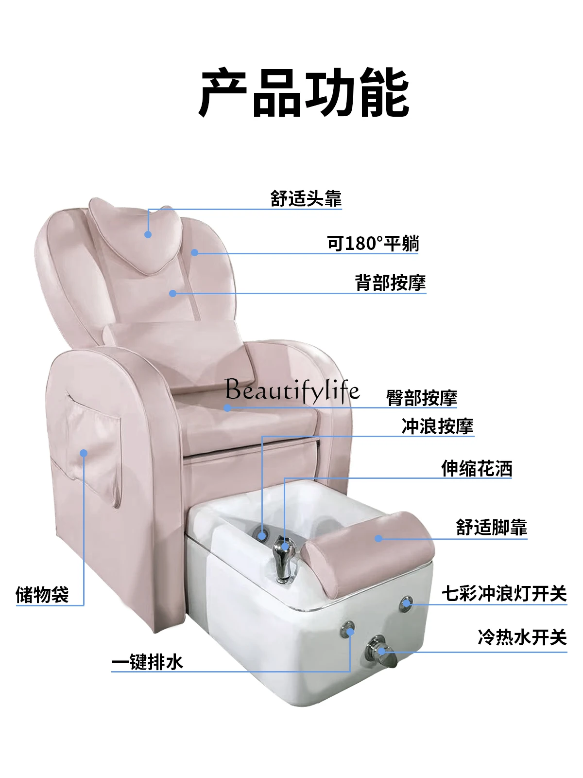 Sillón reclinable multifuncional para baño de pies, sofá eléctrico para manicura y belleza