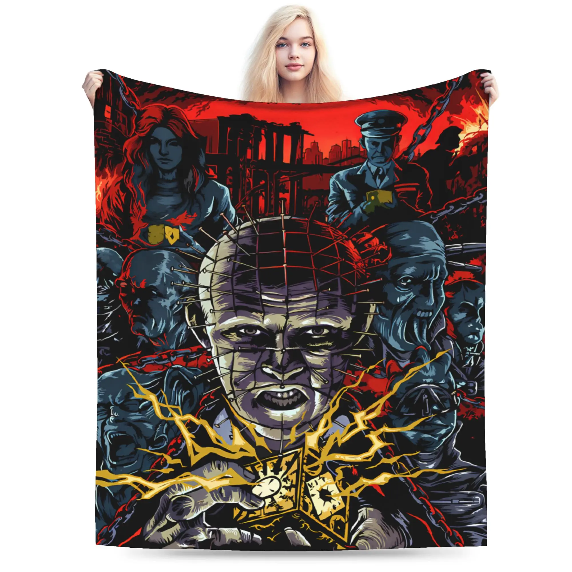 Soft Warm Blanket Kids Adult Airplane Travel Hellraiser Pinhead Lament Bedding Throws  Flannel Bedspread For Couch Bed Sofa Bed