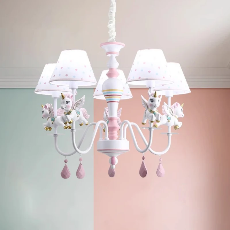 Children's Room Chandeliers LED Princess Room Girl Bedroom Lights Nordic Romantic Pendant Lamps Baby