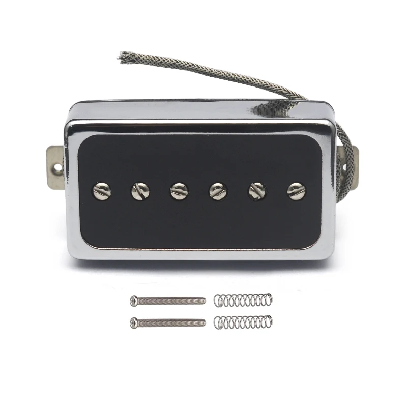 Alnico 5 Single Coil Pickup Humbucker Size White Copper Basepalte 50/52MM for LP Style Guitar Chrome