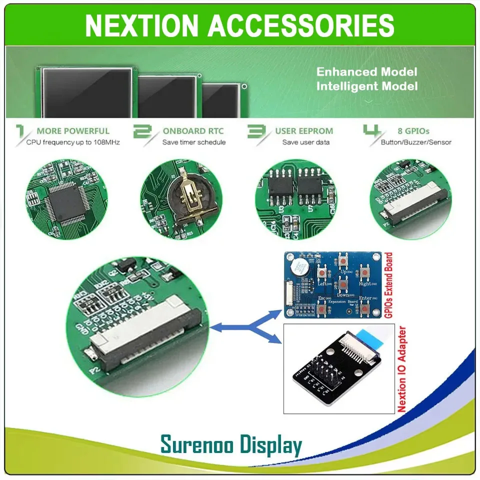 

Плата расширения или адаптер ввода-вывода Nextion для усиленного HMI Nextion 2,4–7,0 дюйма, интеллектуальный модуль ЖК-дисплея USART, расширение ввода-вывода GPIOs