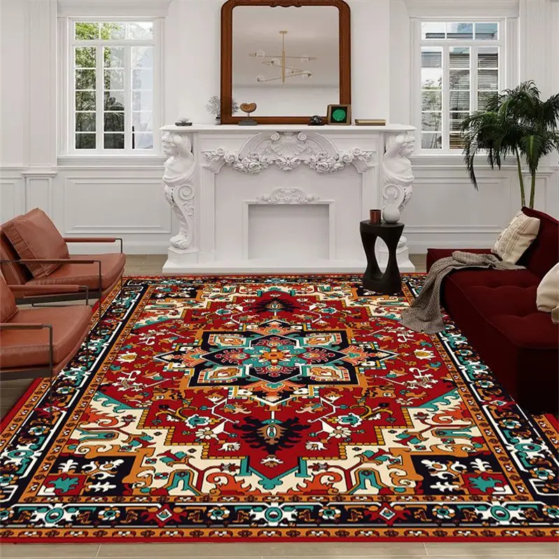 

American Retro Carpets for Living Room Vintage Ethnic Style Bedroom Decoration Rug European Parlor Study Decor Rugs Non-slip Mat