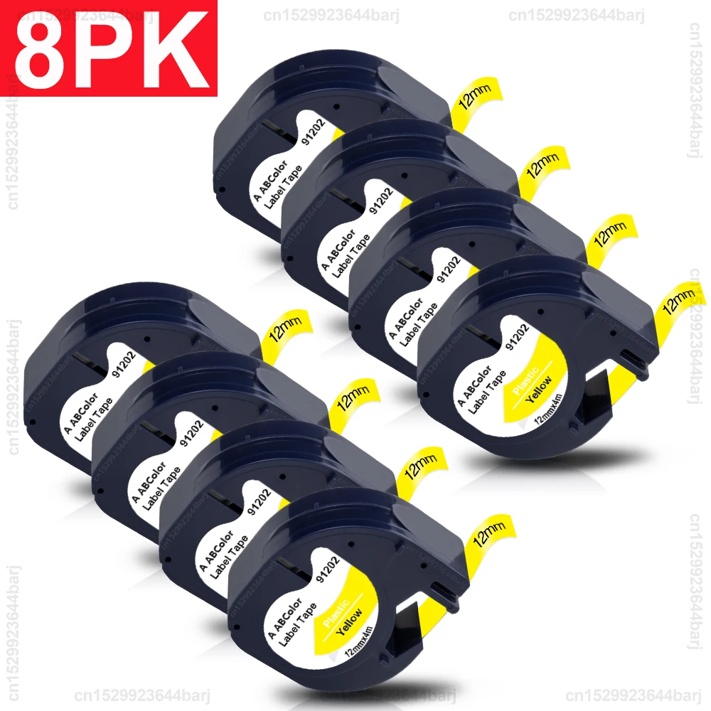 8Pcs 91201 Compatible Dymo LetraTag Label Tape 91221 91331 12267 91202 91200 12mm Printer Ribbon for Dymo LT-100H Label Maker