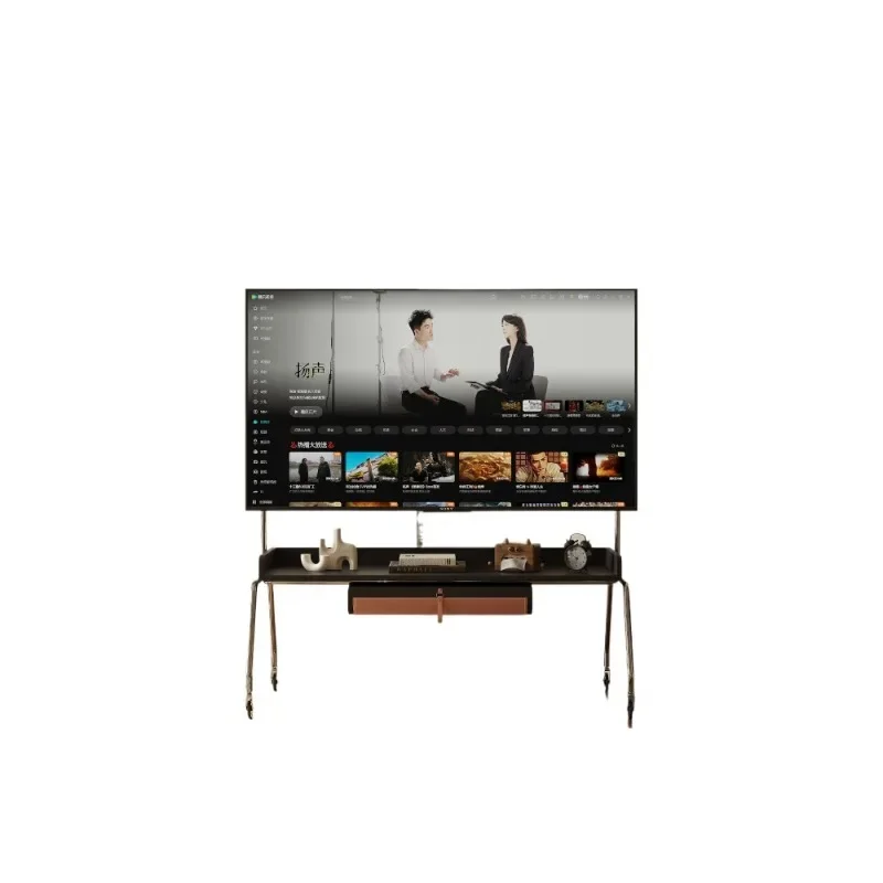Retro vertical TV stand universal simple living room stainless steel TV mobile bracket floor