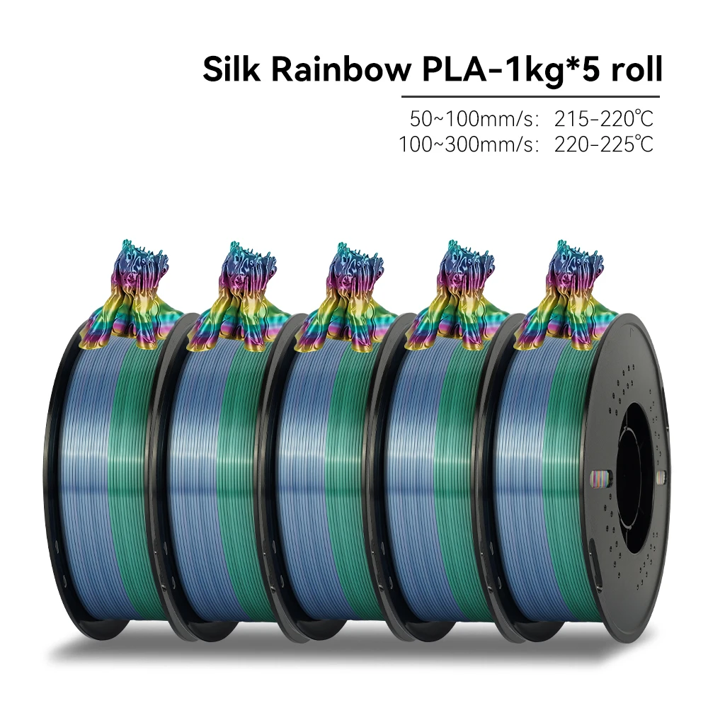 KEEPANG PLA Regenboog 3D-filament 1,75 mm 5 kg Zijde PLA-filament Meerkleurig Snel filament Kunststof Voor 3D-printer Materialen Netjes