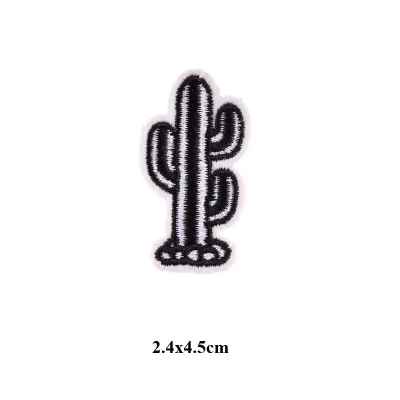 Plant Cartoon Cactus Embroidery Stickers Colorful Feather Iron on Patch Thermo Adhesive Label Patches Bags Clothes Appliques