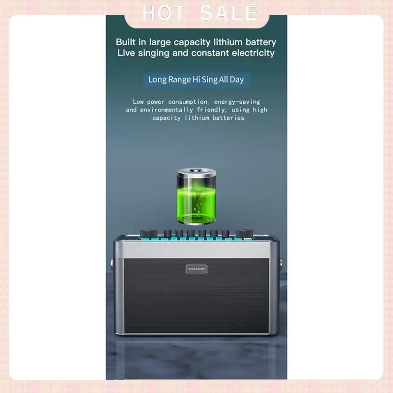 24-Hour Delivery 2 Wireless Microphones Karaoke Portable BT Wireless Sound Card Speaker RGB Sound Integrated Machine Home KTV