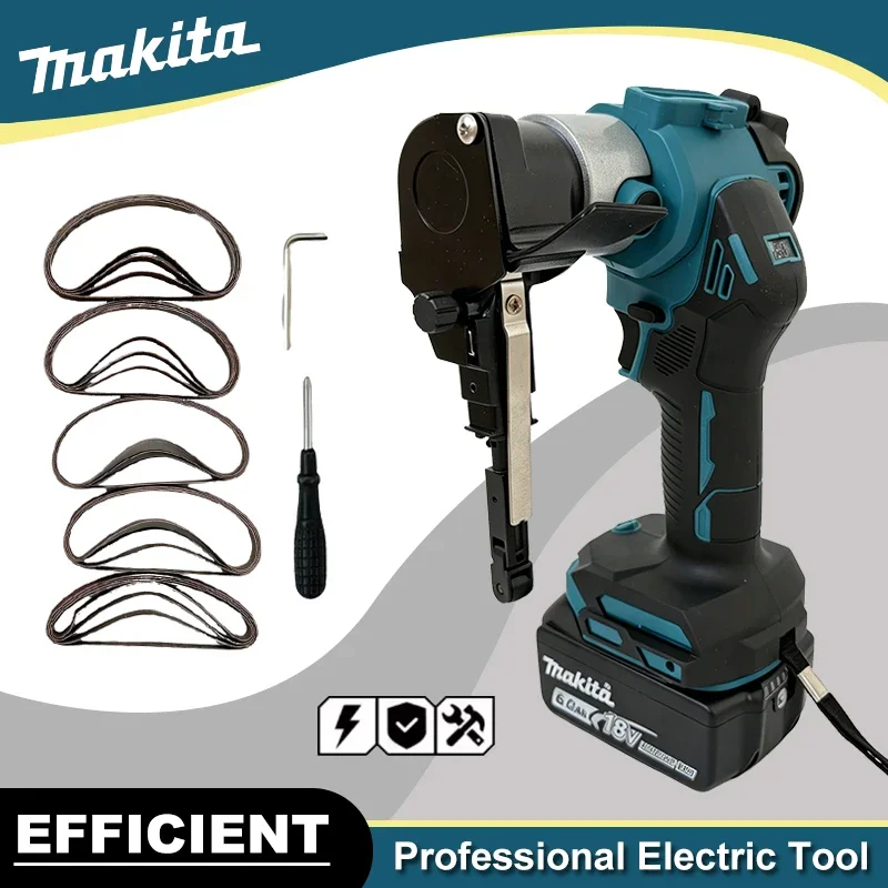 Makita Bürstenloser Akku-Bandschleifer Tragbare Geradschleifmaschine Multifunktionales Metall- und Holzpolier- und Entrostungswerkzeug