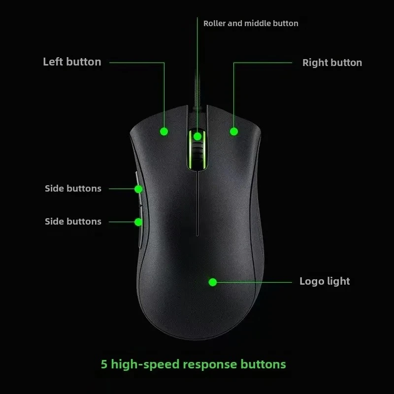 

2026 НОВАЯ ГОРЯЧАЯ высокоточная проводная игровая мышь Deathadder Viper Standard Edition 6400, новая киберспортивная эргономика LOL, подходит для ладони