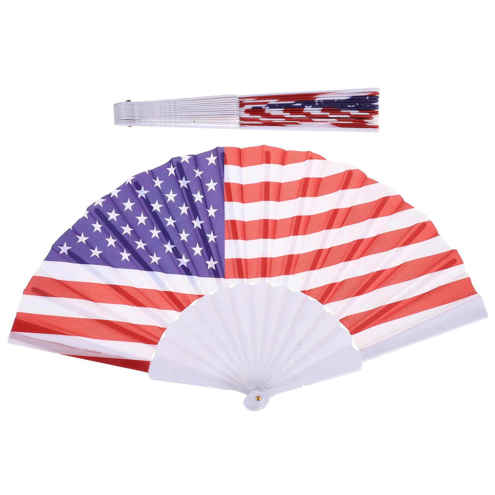 

2Pcs American Flag Folding Fans Patriotic Handheld Lightweight Party Supplies July 4th Independence Day Decorations Usa Event