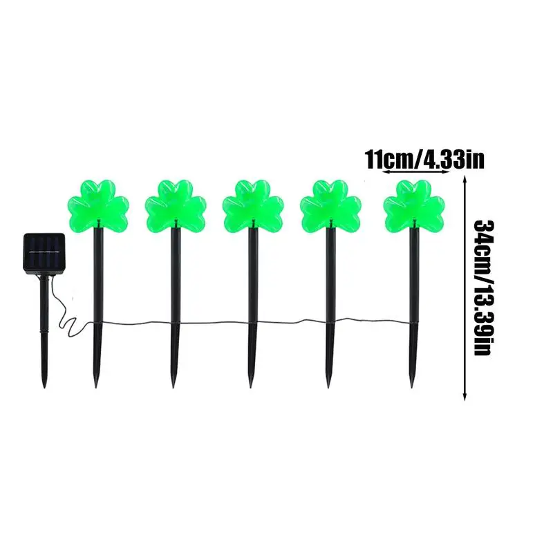 Коренастые огни ко Дню Святого Патрика, садовый декор, фонари на солнечной энергии, двор, искусство, украшения ко Дню Святого Патрика, счастливый знак, зеленый цвет