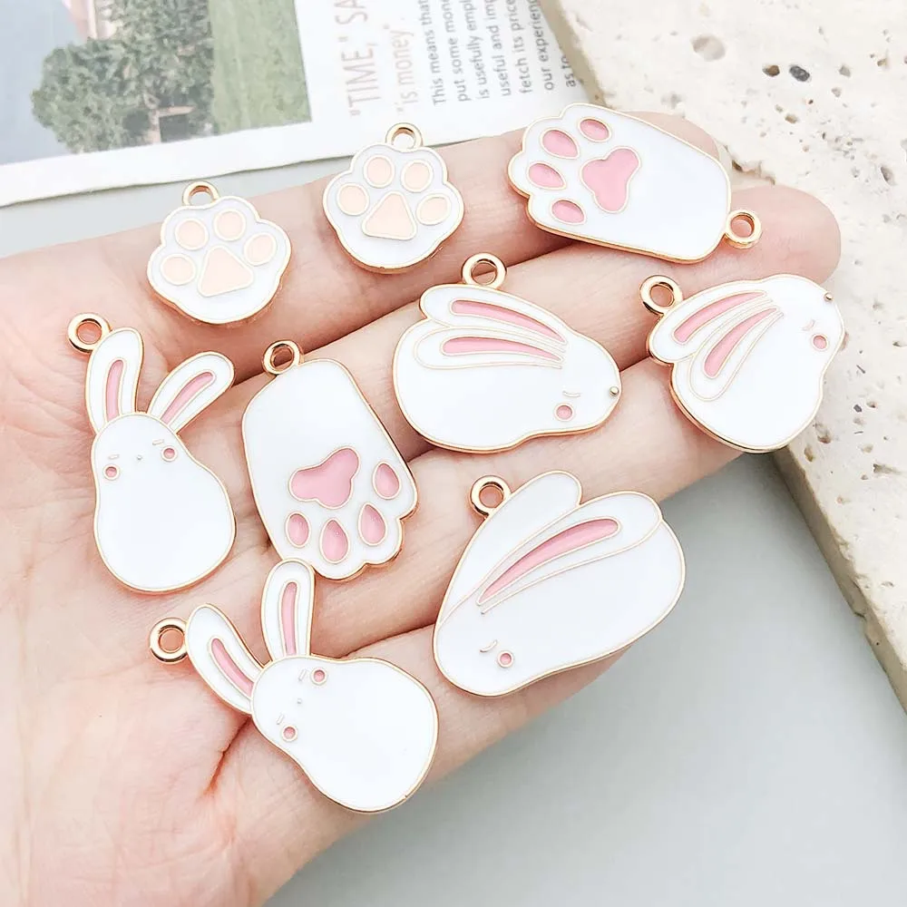 12 قطعة/الوحدة لطيف الكرتون الأرنب سحر سبائك الحيوان المعلقات ل سوار ذاتي الصنع قلادة أقراط مجوهرات صنع الملحقات #2