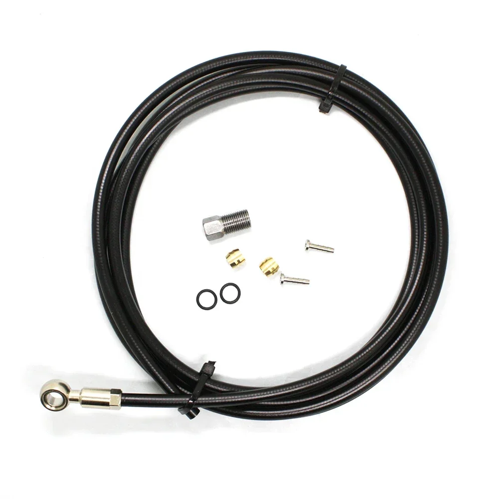 

Bike 2m Brake Hose Kit 1x Rubber Sleeve 1x Screw 2x Oil Needles 2x Olives Banjo Metal+Rubber Replacement Bicycle