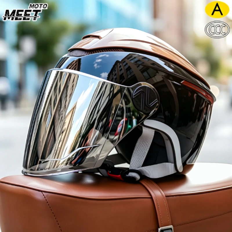 Summer Motorcycle Half Helmet with Reflective Design UV Protection Breathable for Scooter Bike Riding casque de Moto