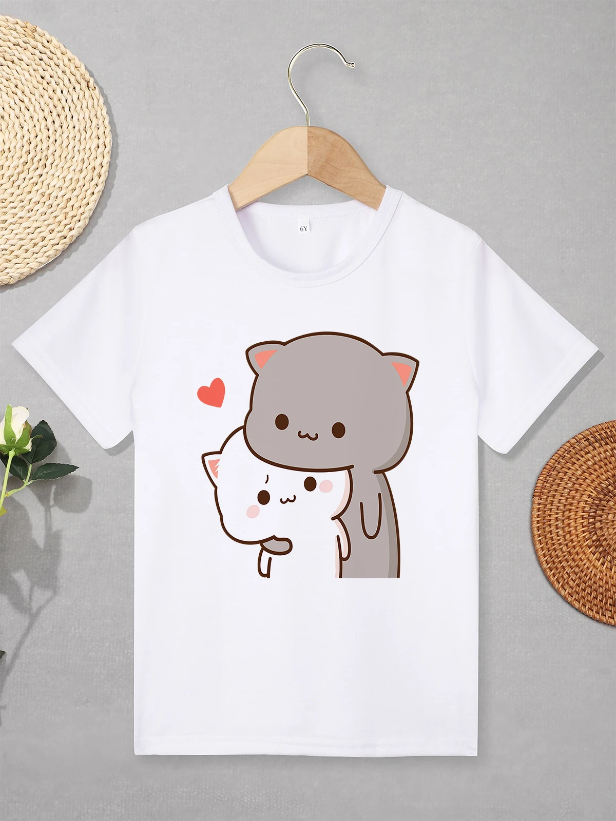 

Cute Cats T shirt for Girls Summer Casual Europe and America Trend Kids Clothes Simple Aesthetic Kawaii Harajuku Children Tops