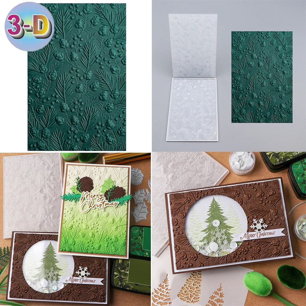 3D-Prägeordner Tannenzapfen Beeren muster für Weihnachten Hinzufügen strukturierter Details zu Papier Bastel projekt Designs machen neu