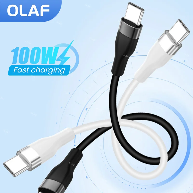 

0.25/0.5M Short USB Type C Cable 100W Liquid Silicone Fast Charging Cable For iPhone 16 15 Samsung Portable Power Bank Cable
