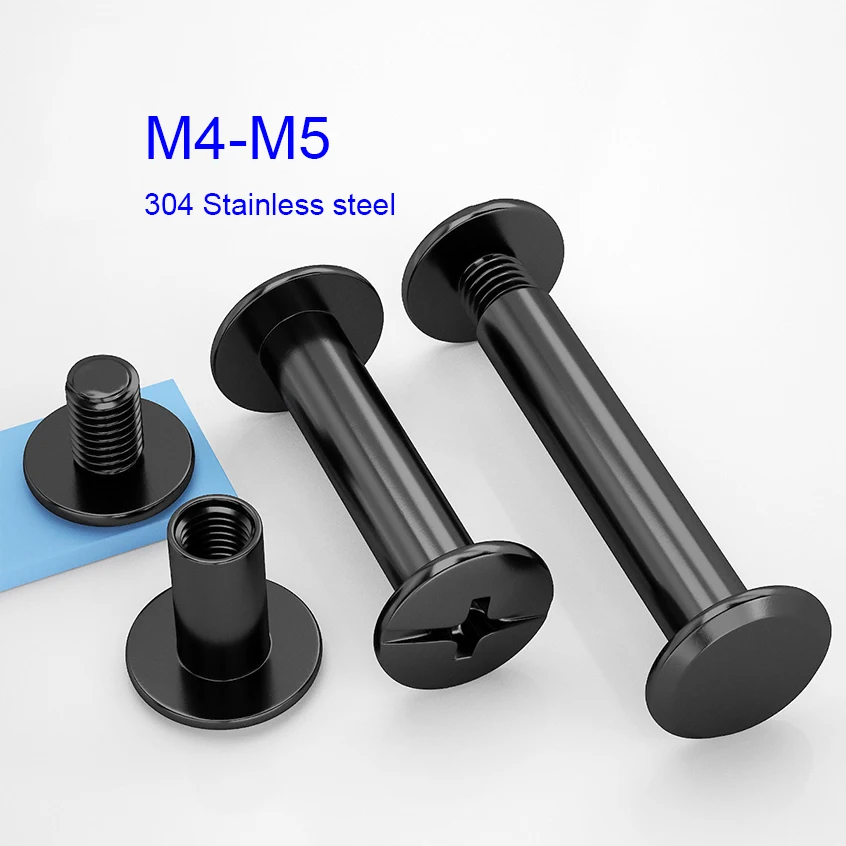 20-50pcs black 304 Stainless Steel Binding Chicago Screw Leather Bag Photo Album Screw Books Butt Assembling Bolts M4 M5