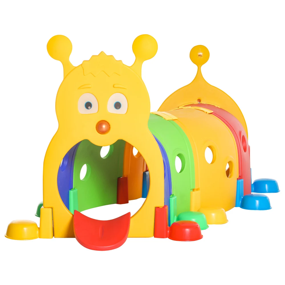 

Qaba Caterpillar Tunnel for Kids Outdoor Indoor Through Play Equipment for Toddler 3-6 for Preschool Playground Multicolor