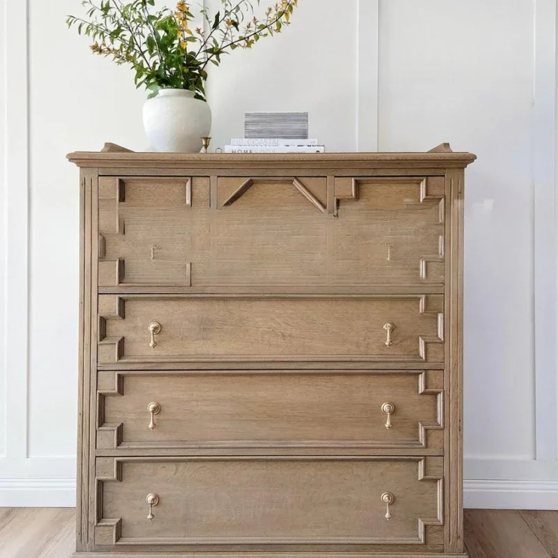 Solid wood six-bucket cabinet, bedroom storage bucket cabinet, storage, bedside cabinet, retro log dining side cabinet