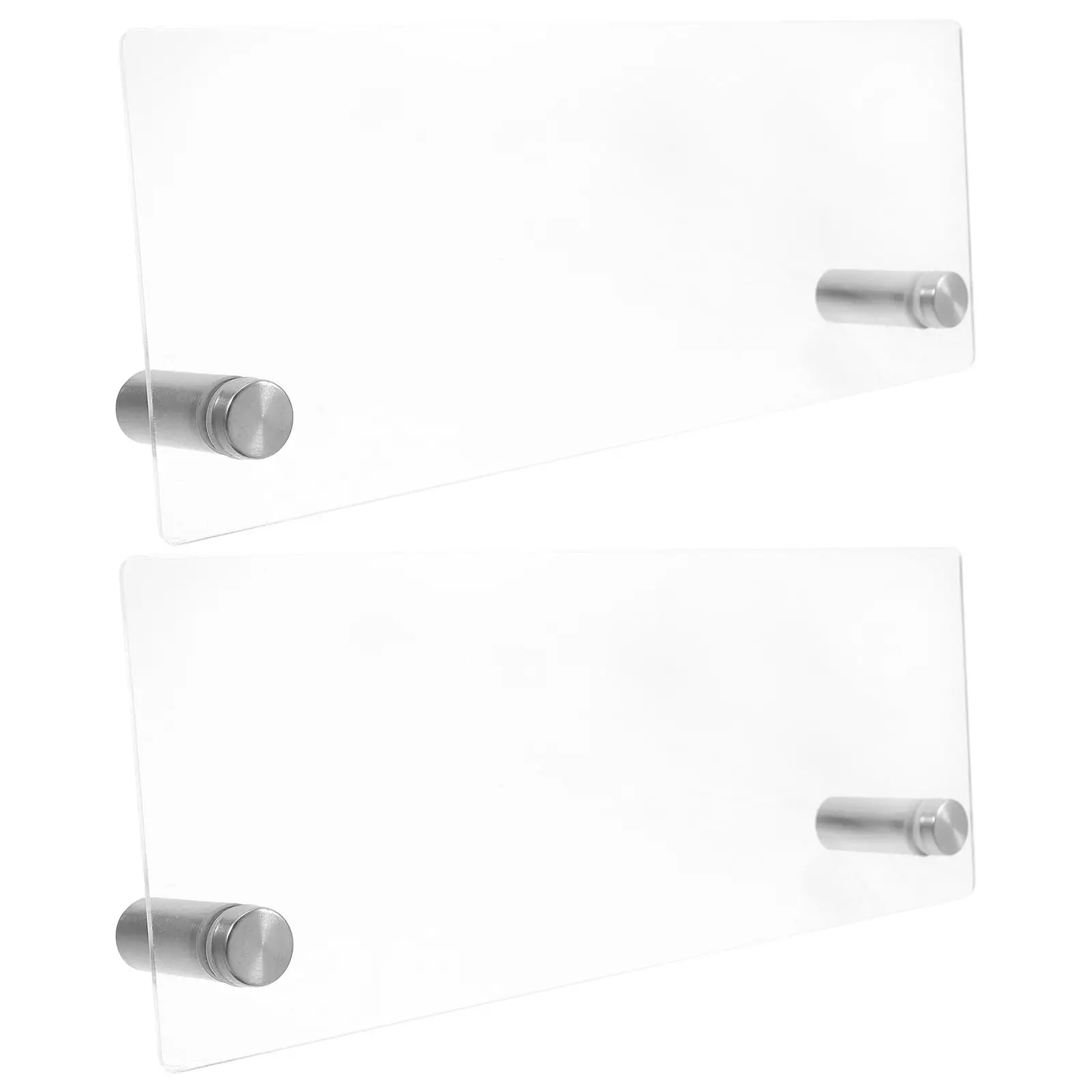2Pcs Office Desk Business Card Holder Display Stand Nameplate Tag Acrylic Rack Desk Sign Plate Office Card Stand Name Visibility