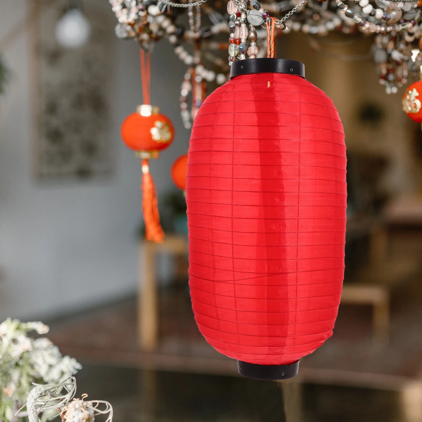 

2pcs Waterproof Silk Lantern 45X25CM Red 10Inch Foldable Japanese Style Decorative Lanterns for Home Festivals