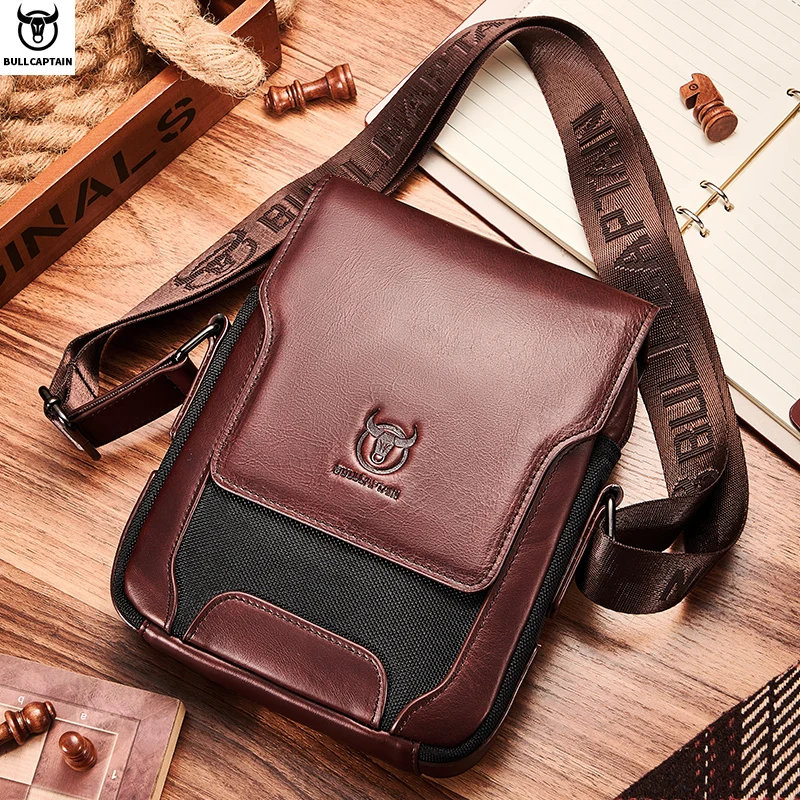 BULLCAPTAIN Man Messenger Bag Men Genuine Leather Shoulder Bags Business Crossbody Casual Bag Famous Brand Male Handbag Bags - view 2