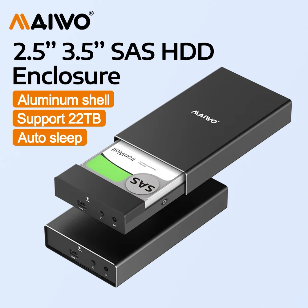 MAIWO SAS to USB 3.0 Hard Drive Adapter SAS/SATA Hard Drive Enclosure Reader Docking Station for 2.5 3.5 inch HDD SSD Tool Free