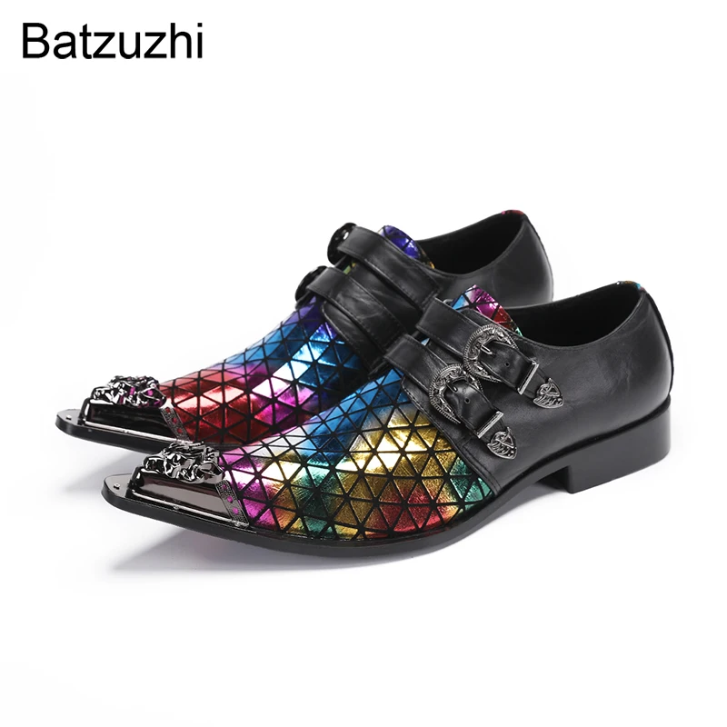 

Batzuzhi Handmade Luxury Men's Black Genuine Leather Dress Shoes Slip on Pointed Toe Business, Party Footwear! Big Sizes 38-46