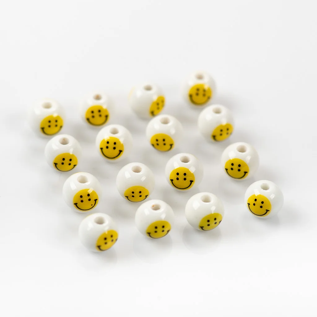 10#10pcs Punk Style Smiling Face High Temperature Exquisite High Quality Ceramic Beads Jewelry Making Accessories #MY267