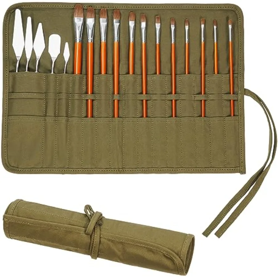 

Paint Brush Holder Roll Up Case Storage for Artist Acrylic Oil Watercolor, Holders and Organizers 30 Slots