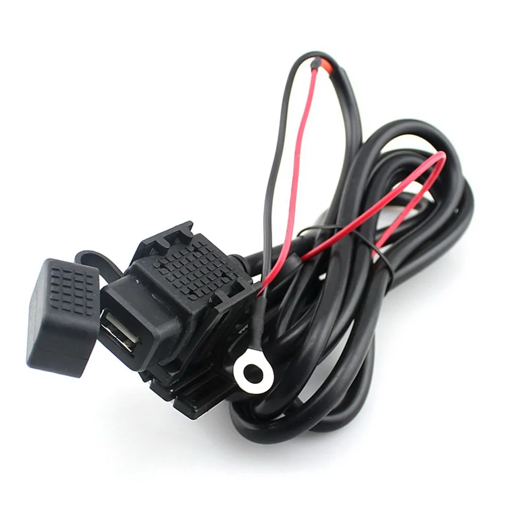 Motorcycle USB Charger Power Adapter with Inline Fuse 5V 2.1A Motorcycle Handlebar Charger 1.8m Cable USB Socket for Phone Table