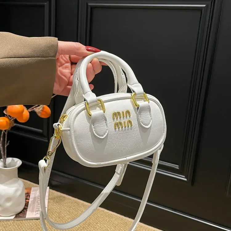 

Новинка 2026, женская нежная маленькая сумка для боулинга, седельная сумка, универсальная ручная сумка через плечо, повседневная сумка для детских подгузников, сумки