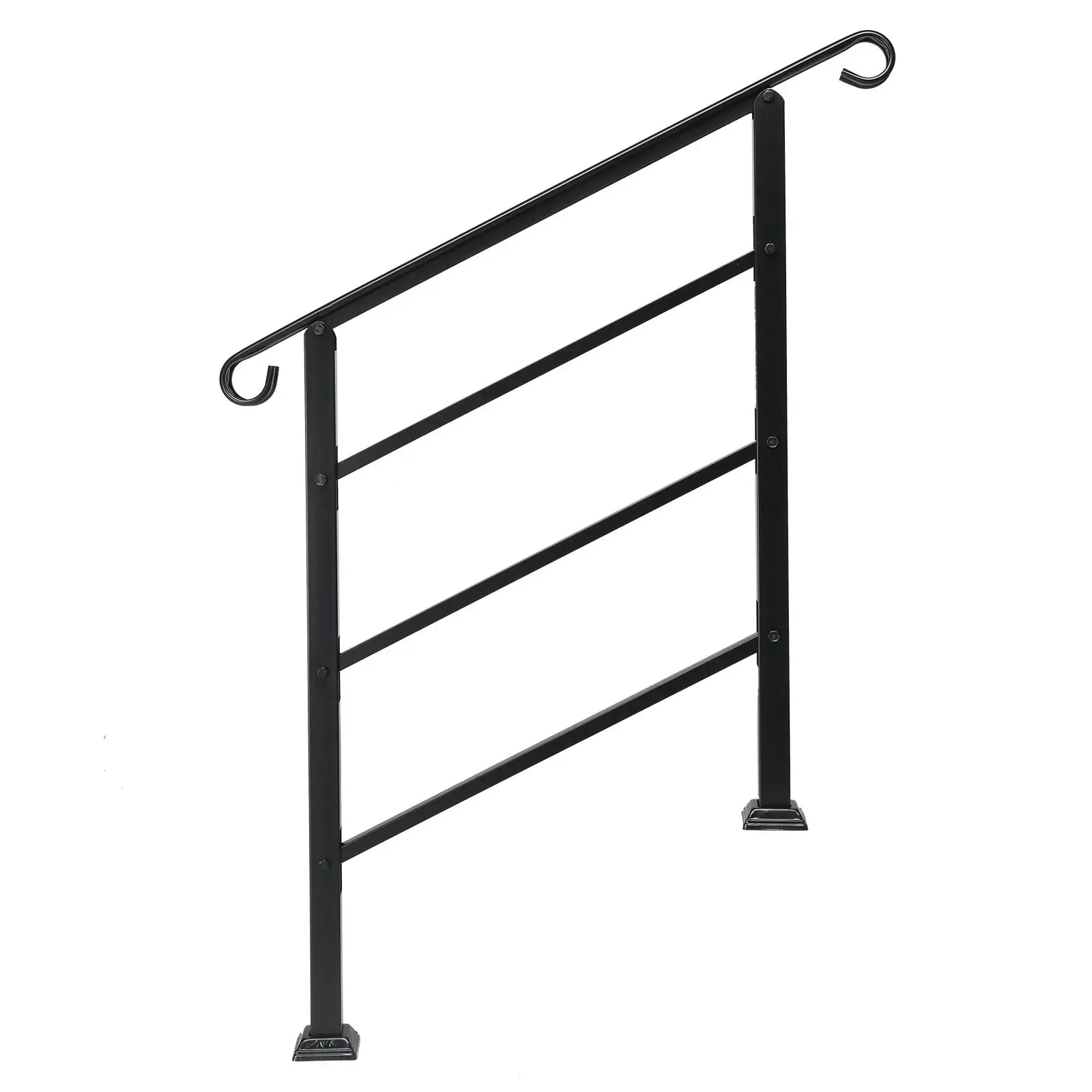 for outdoor Wrought Iron Handrails for 1-3 Steps, Easy Install Kit, Black Transitional Design