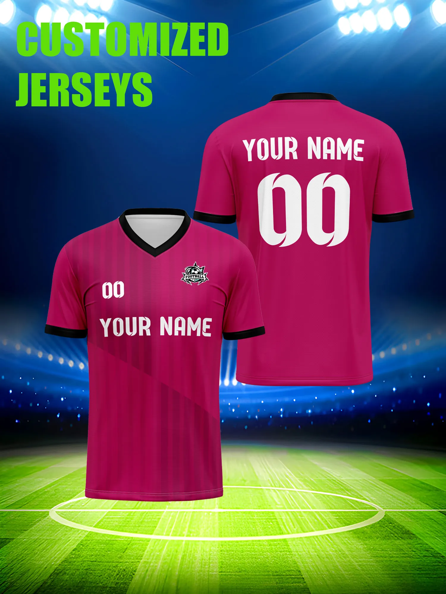 

Футбольная форма на заказ с индивидуальным изображением, номером и именем, экспресс-доставка, онлайн-сервис для создания индивидуального дизайна.