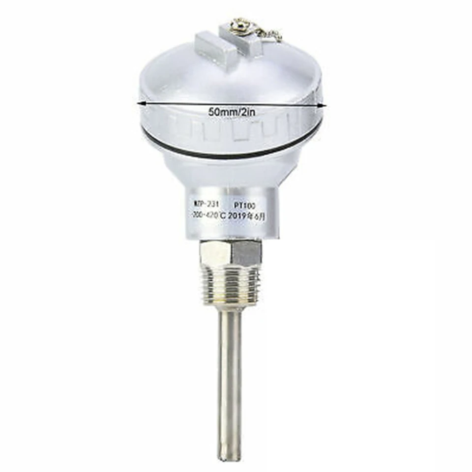 Sonde Capteur de température RTD PT100 Tête de raccordement pour thermocouple à filetage 1/2 NPT Raccord Fileté(PT 50mm Sonde Capteur de température RTD PT100 Tête de raccordement pour thermocouple à filetage 1/2 NPT Raccord Fileté(PT 50mm
