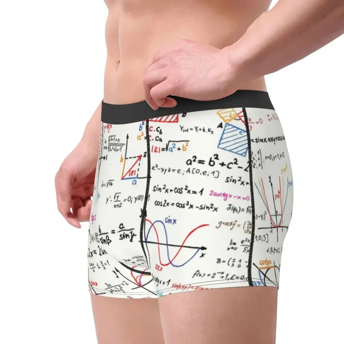 Masculino Números Matemática Roupa Interior, Ciência Geek, Cuecas Boxer Puzzle, Calcinhas Respiráveis, Cuecas Moda, Fórmulas Matemática