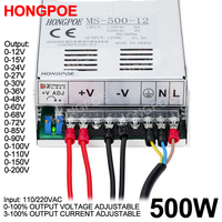 500W Adjustable Power Supply 0-12V 13.5V 15V 24V 27V 30V 36V 48v 60V 72V 85V 100V 110V 150V 200V 110/220V AC/DC CCTV SMPS