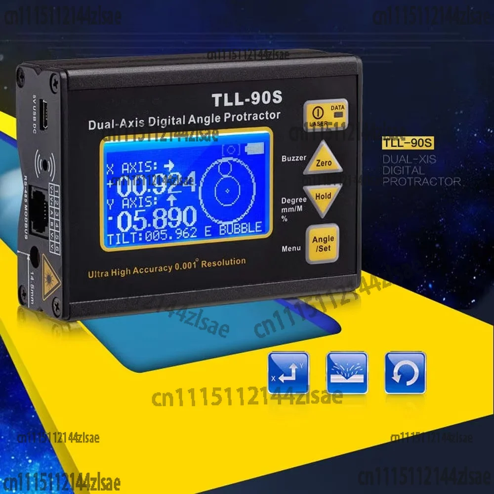 New TLL-90S Super High Precision Laser LCD Display Angle Meter 0.005 Professional Dual-axis Digital Laser Level Inclinometer