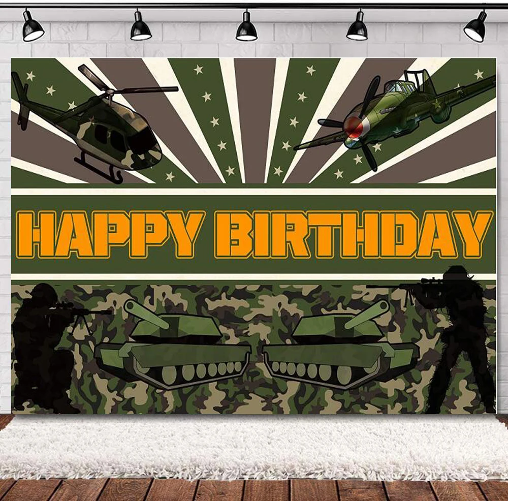 Cenário De Fotografia De Tema De Camuflagem, Feliz Aniversário Fundo De Festa, Material Do Partido, Cartaz De Banner