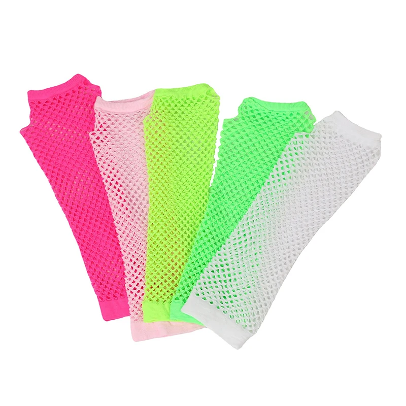 Nuevo 1 par de guantes largos de red de rejilla para mujer, guantes de malla sin dedos, guantes Punk Rock Fancy Night Club Party, guantes calentadores de brazos, guantes sexis
