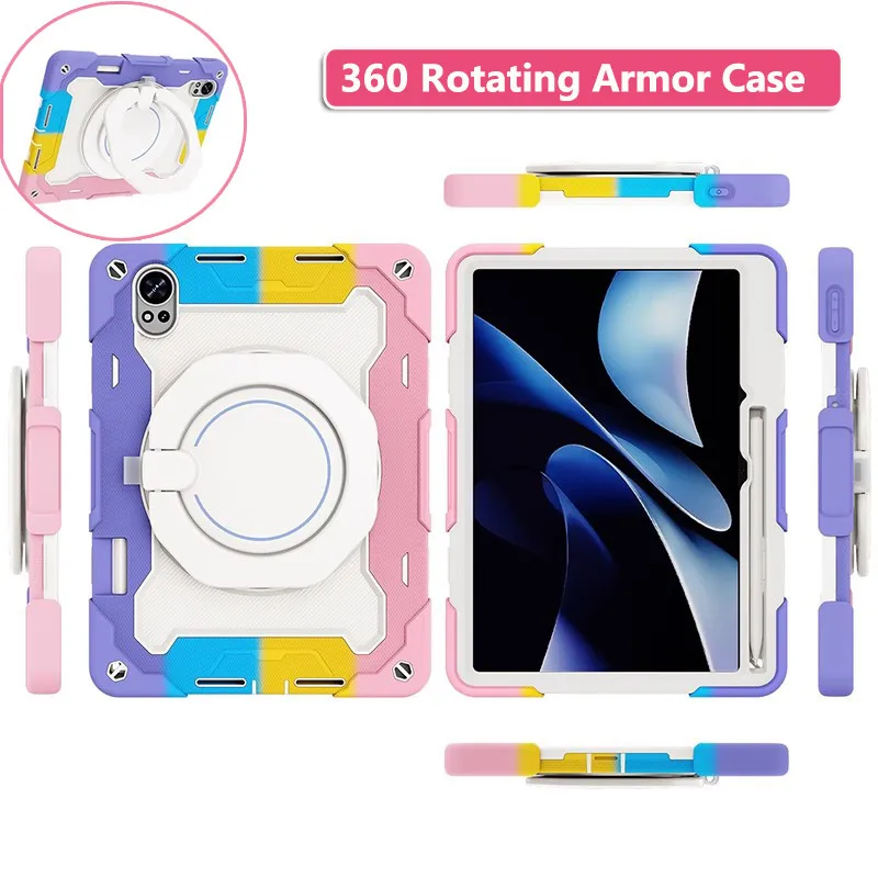 Rotating Armor Case for Huawei MatePad Air 12 Inch 12 X Pro 12.2 SE 11.5 S 11 PaperMatte Pro 10.8 T10 T10S SE 10.4 Silicine+PC