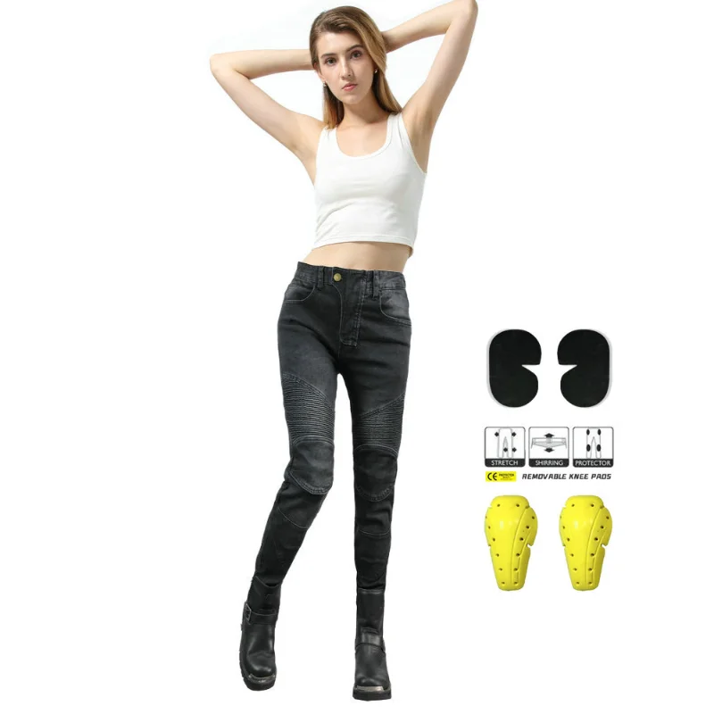 Fashion Women's Protective Motorcycle Jeans, Vintage Stretch 2026 Anti-Fall Biker Riding Pants