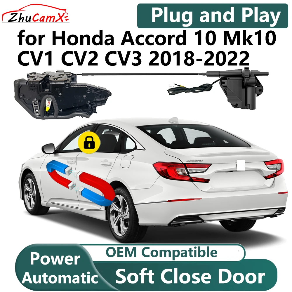 ZhuCamX for Honda Accord 10 Mk10 CV1 CV2 CV3 2018-2022 Car Electric Soft Close Door System Power Closing Door Latch Lock