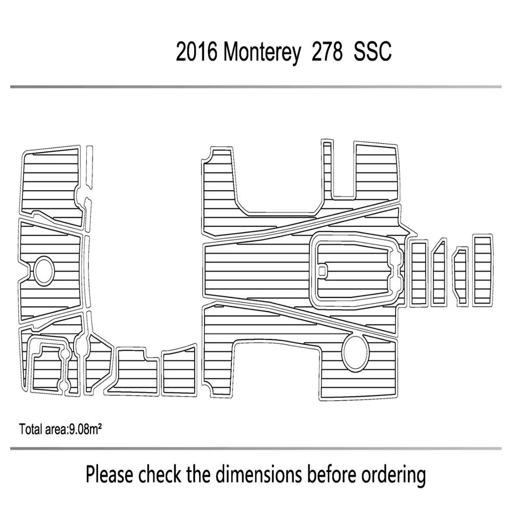 

2016-2018 Monterey 278 SSC модель детской кабины 1/4 дюймов 6 мм EVA Тиковый напольный коврик SeaDek, мариномат, стиль Gatorstep, самоклеящийся